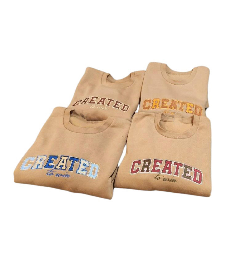 Kids Created to win Caramel or Green- Custom Thread Color - Undaunted Things
