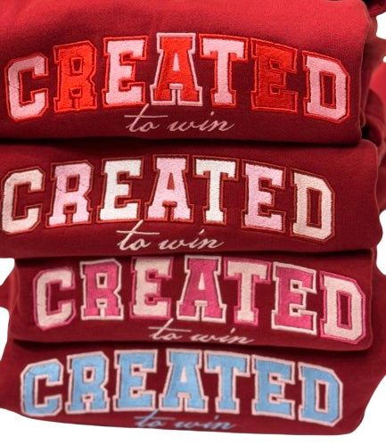 Red Created to win Sweatshirt - Custom thread Color - Undaunted Things