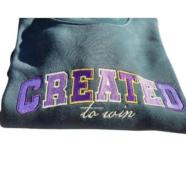 Created to Win Green Sweatshirt-Custom Thread Color - Undaunted Things