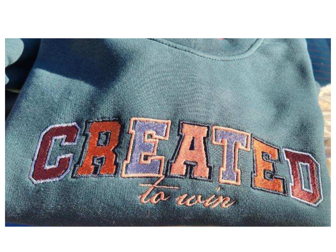 Created to Win Green Sweatshirt-Custom Thread Color - Undaunted Things