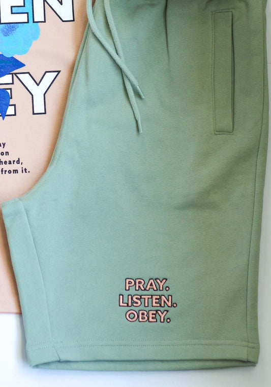Pray Sweatshorts- Mint Green - Undaunted Things